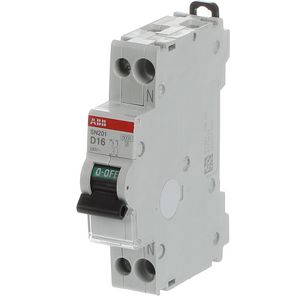 Installatieautomaat 1-polig + Nul 6kA-10kA D-karakteristiek 16A