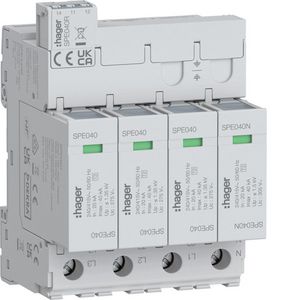 Overspanningsbeveiliging T2 4P 40 kA TNS/TT met indicator+sign.contact