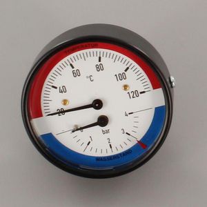 Thermomanometer 80mm 0-4bar 20°-120°C 1/2"bt. axiaal