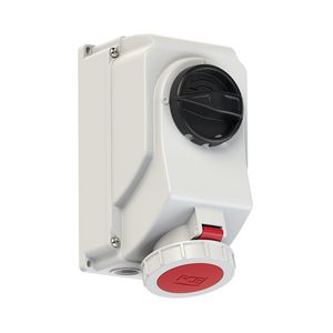 CEE opbouw ON/OFF wandcontactdoos 32A 4p 400V 6h rood IP67 met doorlus