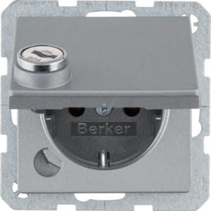 Wandcontactdoos RA klapdeksel berker Q.1/Q.3/Q.7 alu gelakt