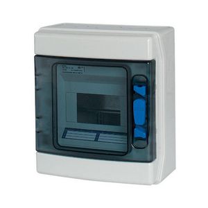 Inst.kast opb. IP65 1x6TE deur transp. abs + klemmen VVE=12