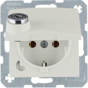 Wandcontactdoos RA klapdeksel en slot berker S.1 wit glans