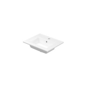 Wastafel porselein met enkele wasbak 1 kraangat 45cm mat wit