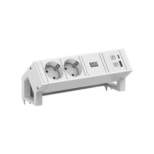 Desk 2 2x 230V RA USB A/C charger 22W 0,2m GST o.g. w & alu