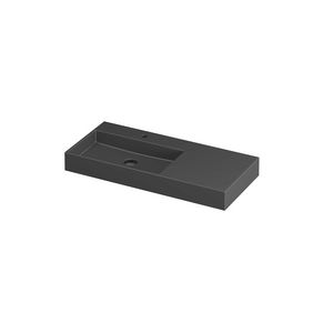 Wastafel porselein L 1 kraangat 1000x450x110 Mat zwart United INK