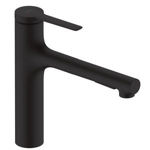 Zesis M33 1-hendel keukenkraan 160 metalen uittrekbare vuistdouche 2 straalsoorten mat zwart