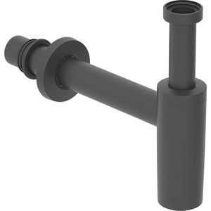 Design bekersifon 1.1/4" matzwart incl. rozet + muurbuis 40mm + manchet