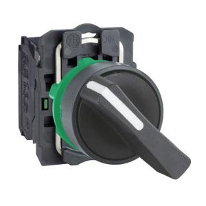 Keuzeschakelaar 2 standen Ø22mm 1NO Zwart