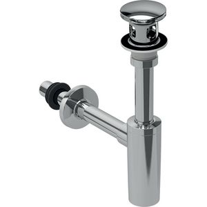 Wasbakafvoer met sifon,drukbediening: D32mm,G1 1/4": gl.chr