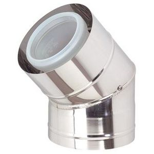 Rolux buitenwandsysteem bocht 45° concentrisch 60/100 pp/inox