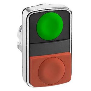 Groene verzonken/rode uitstekende drukkn. dubbele Kop 22mm -