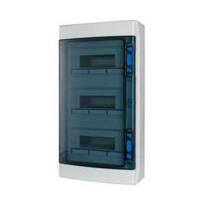Inst.kast opb. IP65 3x12TE deur transp. abs + klemmen VVE=2