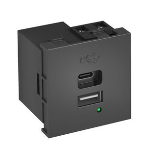 USB-lader+3,0 A laadstroom 45x45x38 Polycarbonaat Zwartgr