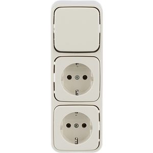 Combinatie schakelaar ra 3v wis opb AP creme