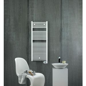 Elektr. handdoekradiator AURA EL 906x500mm Htotaal=980mm 500W wit RAL9016 met LCD-bediening snoerlengte 50cm