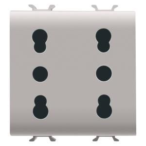 ITALIAN STANDARD DOUBLE SOCKET- 250V ac-2X2P+E 16A D VVE=6