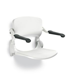 Douchezitting + rugleuning + armsteun kunststof wit