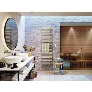Elektr. badkamerradiator Yucca Asym links EL 1378x378mm 400W IHD + afstandsbediening wit RAL9016