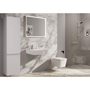 Tecturis E 3-gats wastafelkraan 150 met afvoerplug mat wit