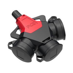 3weg Koppelcontactstop randaarde Taurus afdekkap zwa/roo rubber 16A 250