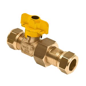 Gaskogelkraan messing knel 15x koppeling knel 15mm