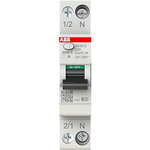 Aardlekautomaat 1P+N, C Char, 20A,100ma, 6ka
