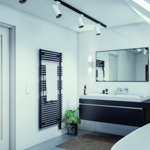 Elektr. badkamerradiator Forma Spa EL 1289x498mm 600W IHC bediening wit RAL9016
