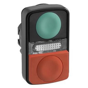 Dubbele kop drukknop Verz./Verhoogd 22mm Groen Harmony XB5