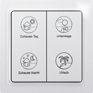 Draadloze EnOcean pulsdrukker,4-kanaals,helder wit glanzend