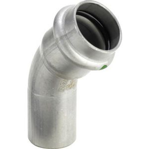 Insteekbocht 45° SANPRESS Inox spie x persaansluiting 54mm
