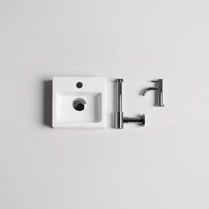 INBE fonteinset-1 fontein wit glans 29x27cm incl. fonteinkraan+plugbekersifon chroom