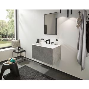 Finoris 3-gats wastafelmengkraan 110 mat zwart sprong 169mm incl. push-open plug 1.1/4"