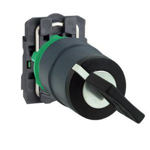 Keuzeschakelaar 2 standen Slot Ø22mm 1NO Zwart