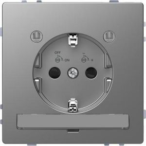 Wandcontactdoos LED-lampje Kinderbev. RVS look System D