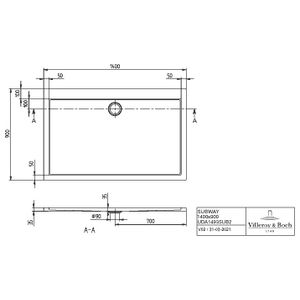 Douchevloer Subway 1400x900x35mm UDA1493SUB2V-01