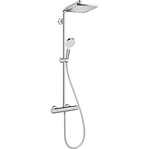 Cromet E240 Eco Showerpipe wit/chroom glijstang/hand-/hoofdd./slang