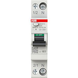 Aardlekautomaat 1P+N, C Char, 20A, 300ma, 6ka