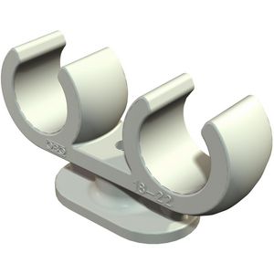 Sokkel-klembeugel 2 kabels 10mm polypr. li.grijs VVE=100