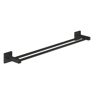 Start Cube dubbele handdoekhouder 600mm mat zwart