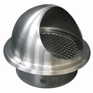 Bolrooster GRB-125 RVS met gaas en vaste lamel ø125mm