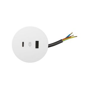 Bureau aansluitunit inbouw rond USB A+C wit ø54mm bedraad