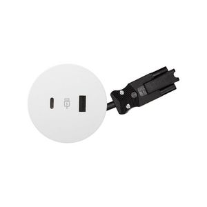 Bureau aansluitunit inbouw rond USB A+C wit ø54mm QuickConnector