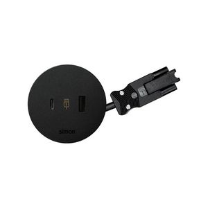 Bureau aansluitunit inbouw rond USB A+C zwart ø54mm QuickConnector