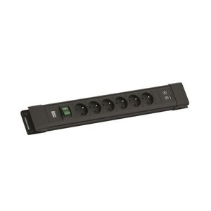 CONNECTUS 6x BE/FR 1x USB A/C chrgr schakelaar 2m RA zwart