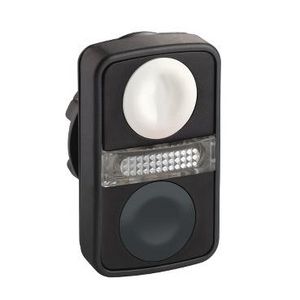 Dubbele kop drukknop Verlicht Verzonken 22mm Wit/z