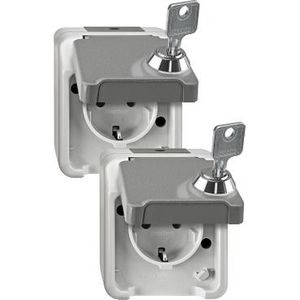 OPB Wandcontactdoos extra beveiligd SET RANDAARDE KLAPDEKSEL 2 gelijke S