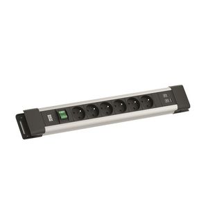 CONNECTUS 6x BE/FR 1x USB A/C chrgr schakelaar 2m RA grijs