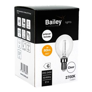 LED-lamp G45 FIL Safe E14 1W 9W 80lm 827 PC helder