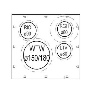 Mini-Delta dakbeschotplaat 80-80 type A 40-49° luchtdicht met riool doorvoer